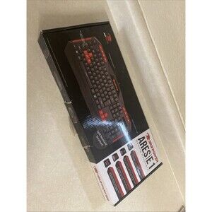 iBuyPower ARES E1 Gaming Keyboard Spill Resistant Black and Red Multimedia Keys